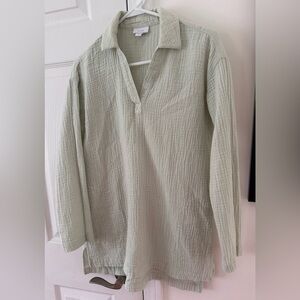 J. Jill 100% organically grown cotton pure jill seafoam green waffle tunic